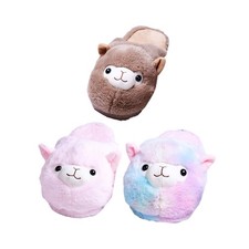 Cartoon Alpaca Slippers Fuzzy