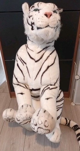 Soft toy white tiger long - white, 35"