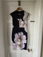 Ted Baker Black & Floral Dress - Size 1 (UK 8) Bodycon - New