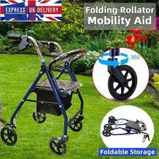 Foldable Rollator Disability Walking Aid Mobility 4 Wheels Walker Storage Seat