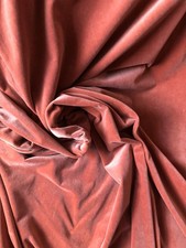 Long Vintage Velvet Curtains Cotton Lined Orange Apricot  W 65 “ x Drop 80”