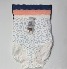 M & S 3  PAIR FULL BRIEFS STRETCH COTTON ECRU MIX MARKS SPENCER