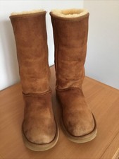 UGG Australia Classic Tall Brown Suede S/N 5815 Shearling Boots - size 6.5 (UK)
