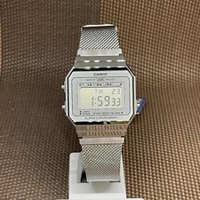 Casio A700WM-7A Super Slim Case Stainless Steel Mesh Band Digital Vintage Watch