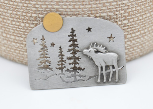 Two tone brooch tree cutouts - brooch,,