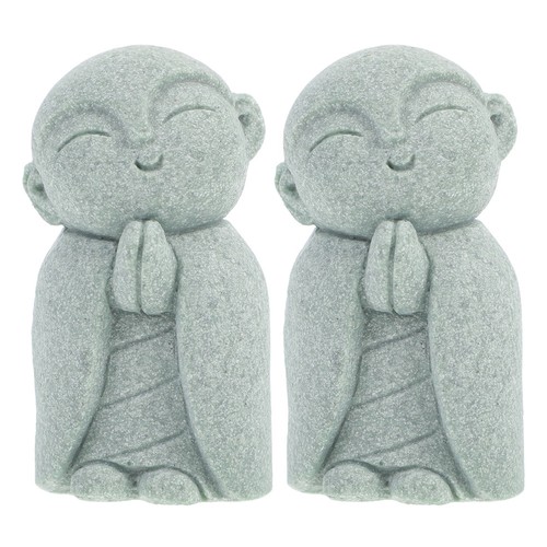 2pcs japanese sandstone jizo - japanese,