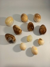 Set of 11 Marble Alabaster Onyx Mix Collectable Decorative Polished Stone Eggs