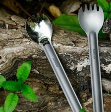 Portable Camping Outdoor Long Handle Spork - Lightweight Titanium Cutlery Spoon