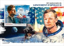 1969 APOLLO 11 Neil Armstrong/JFK Moon Landing Space Stamp Sheet (2024 Guinea)
