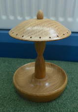 Pale Turned Wooden Jewellery Stand for Earrings and Trinkets - Approx 18cm