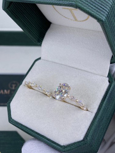 Diamond ring band set oval - band,