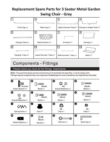 Replacement spare parts - parts, for