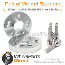 Wheel Spacers (2) & Bolts 20mm for Fiat 500 Abarth 08-15 On Original Wheels