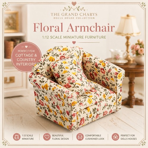 Floral armchair dollhouse - floral,