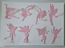 Craft Clearout, Die Cut Shapes, 8 Medium Pink Fairy/Fairies Silhouettes (Set 5)