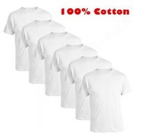 Pack of 1x 3x 6x Boys Girls Kids White T-Shirts Plain 100 % Soft Cotton Uniform 
