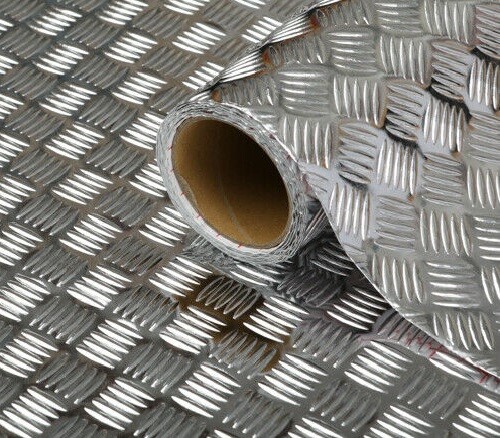Metallic silver checker plate - metallic,