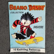 10 Knitting Patterns Beano & Dandy Dennis The Menace Gnasher Intarsia G. Kennedy