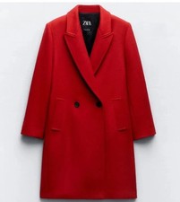ZARA Women RED Long Wool Coat