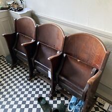 VINTAGE THREE SEATER FOLDING CINEMA SEATS beautiful wood 