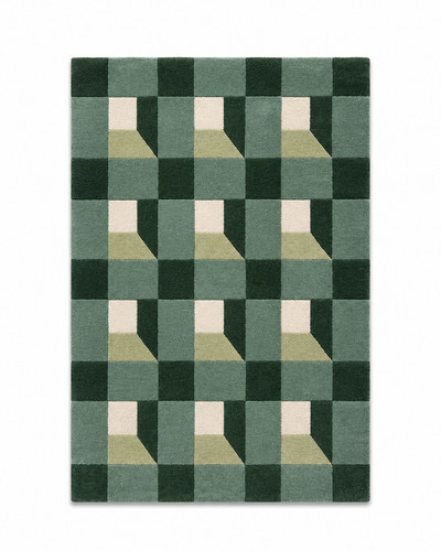Hand tufted green wool - hand, area