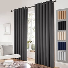 Thermal Thick Blackout Curtains Ready Made Eyelet Ring Top Curtain Pair Tiebacks