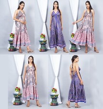 Wholesale Lot Indian Vintage Sari Silk Maxi Dress-Boho Gypsy Hippie Halter dress