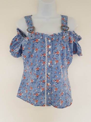 Vintage shirt blue floral - blue,