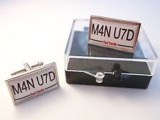 MAN UTD MANCHESTER NUMBER PLATE STYLE BADGE MENS CUFFLINKS CUFF LINKS GIFT