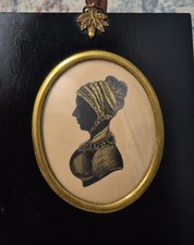 Antique silhouette picture minature framed lady
