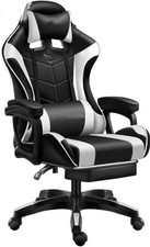 Gaming Chair Ergonomic Office Computer Chair Adjustable Recline Footrest White