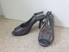 Women's Sparkly High Heel Open-Toe Party Shoes with Ankle Strap EU36