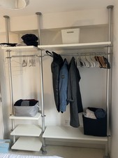 Ikea Stolmen Freestanding Modular Wardrobe Storage Unit White with Silver Poles