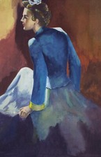 Original Gouache 'Seated Woman