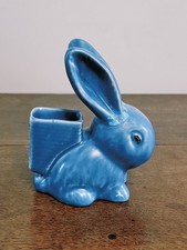 Vintage Sylvac Blue Rabbit Match Holder No.1064: Ceramic Bunny