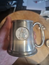 World Of Beatrix Potter Handcrafted Sheffield Pewter Cup Featuring Peter Rabbit 
