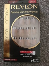 Revlon Silver Diamond Design French Manicure cardigan False Nails