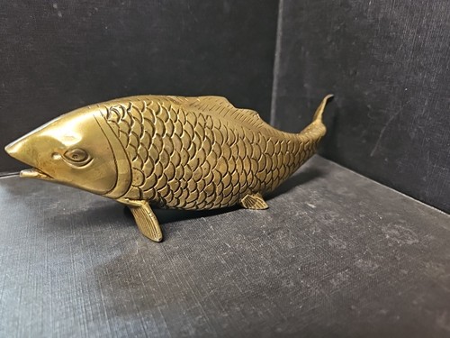 Vintage brass koi carp fish - vintage,