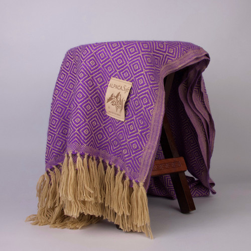 Alpaca wool blanket purple - wool,
