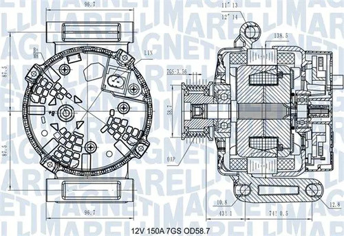 Alternator with belt pulley