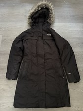 The North Face Womens Black Goose Down Parka Coat with Faux Fur Hood Size Small