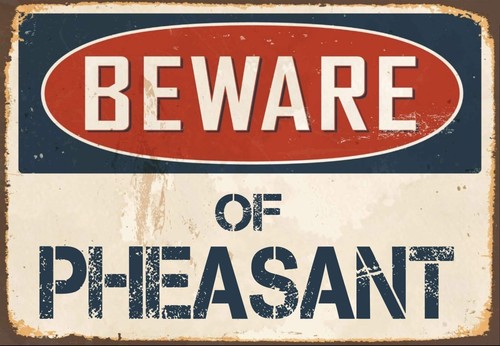 Beware pheasant metal sign - pheasant,