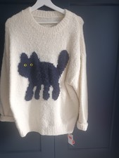 Cute Cat Jumper Longline New With Tags, Perfect With Leggings