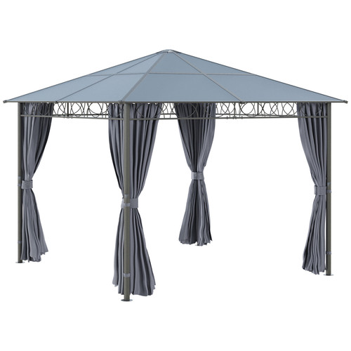 Hardtop gazebo grey 3x3m - grey,
