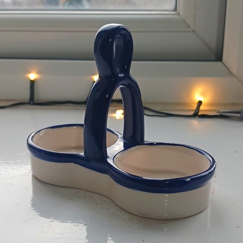 Blue white glazed - blue, ceramic