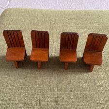 Dolls House Wooden Dining Chairs X 4