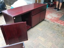 Tapley 33 Burgundy Oak Cupboard with drawer and attached unit with 3 shelves