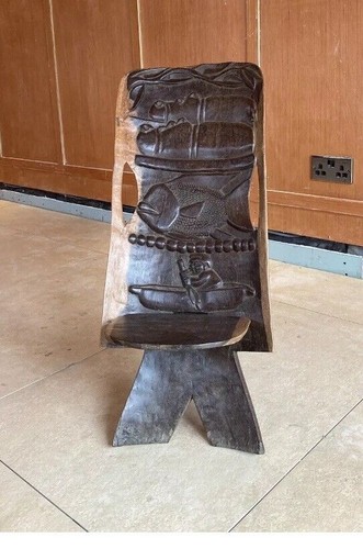 African carved birthing chair - ,