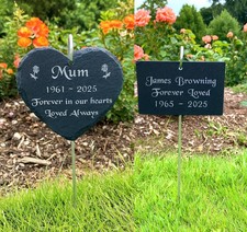 Personalised Engraved Memorial Stone Custom Grave Marker with Stake for Mum Dad