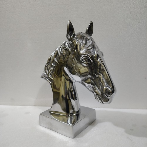 Horse head metal statue - metal,